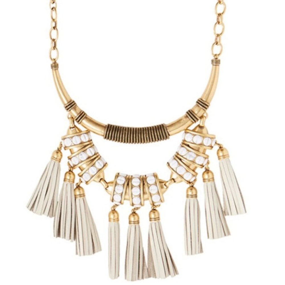 [Stella & Dot] Leather Tribal Tassel Necklace